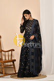 Navy blue heavy sequence work anarkali dress