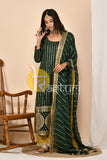 Green and yellow heavy embroidered kurta and palazzo set