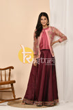 Wine pink sequence embroidered top with skirt dress