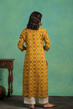 Ajrakh Handblock PureCotton Kurta and Dupatta set with Embroidered Neckline and a white Cotton Bottom