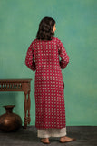 Ajrakh Handblock Pure Cotton Shirt with Embroidered Yoke and a white Bottom