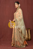 Peach heavy embroidered kurti and palazzo set