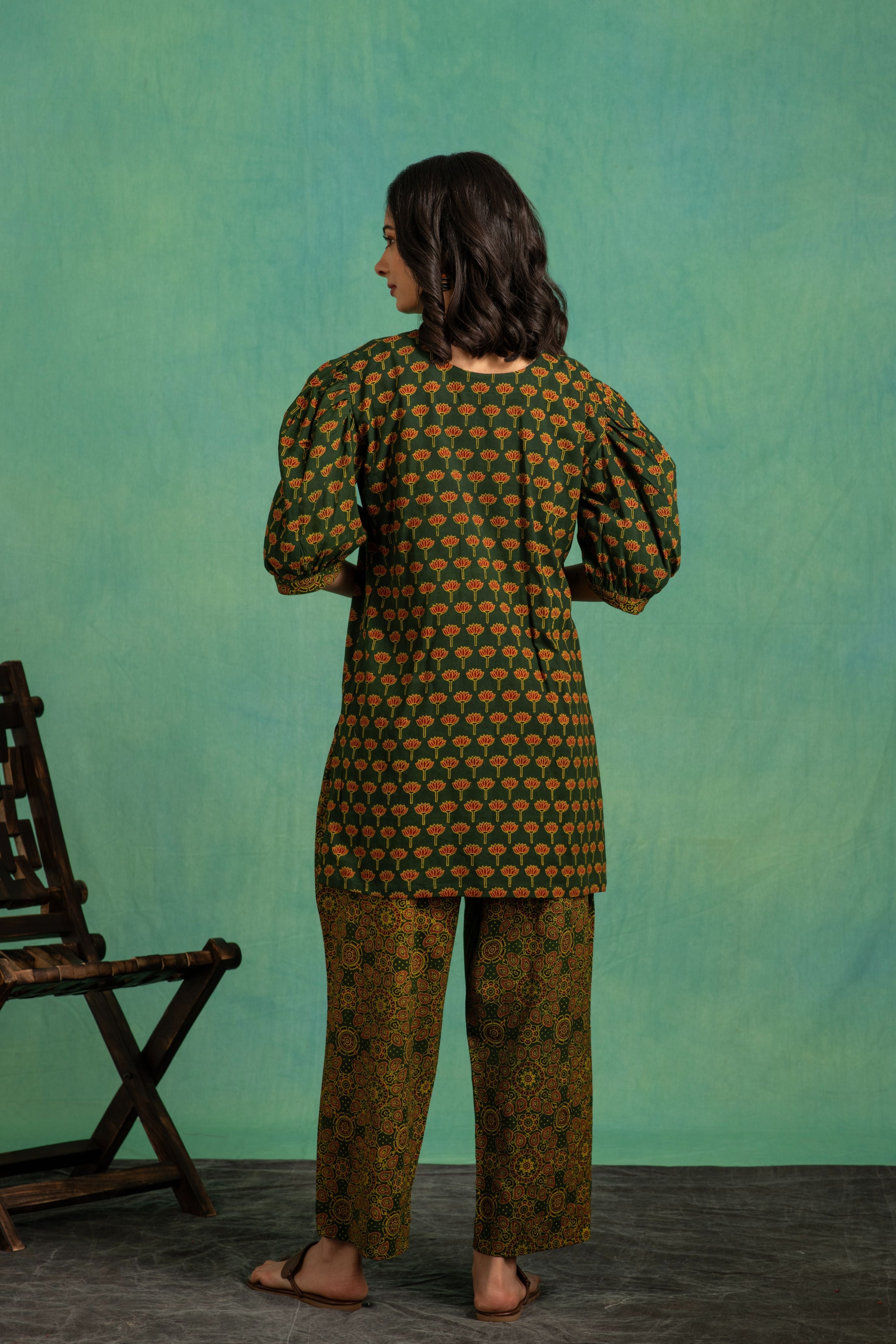 Ajrakh Handblock Pure Cotton Stylish Coord Set