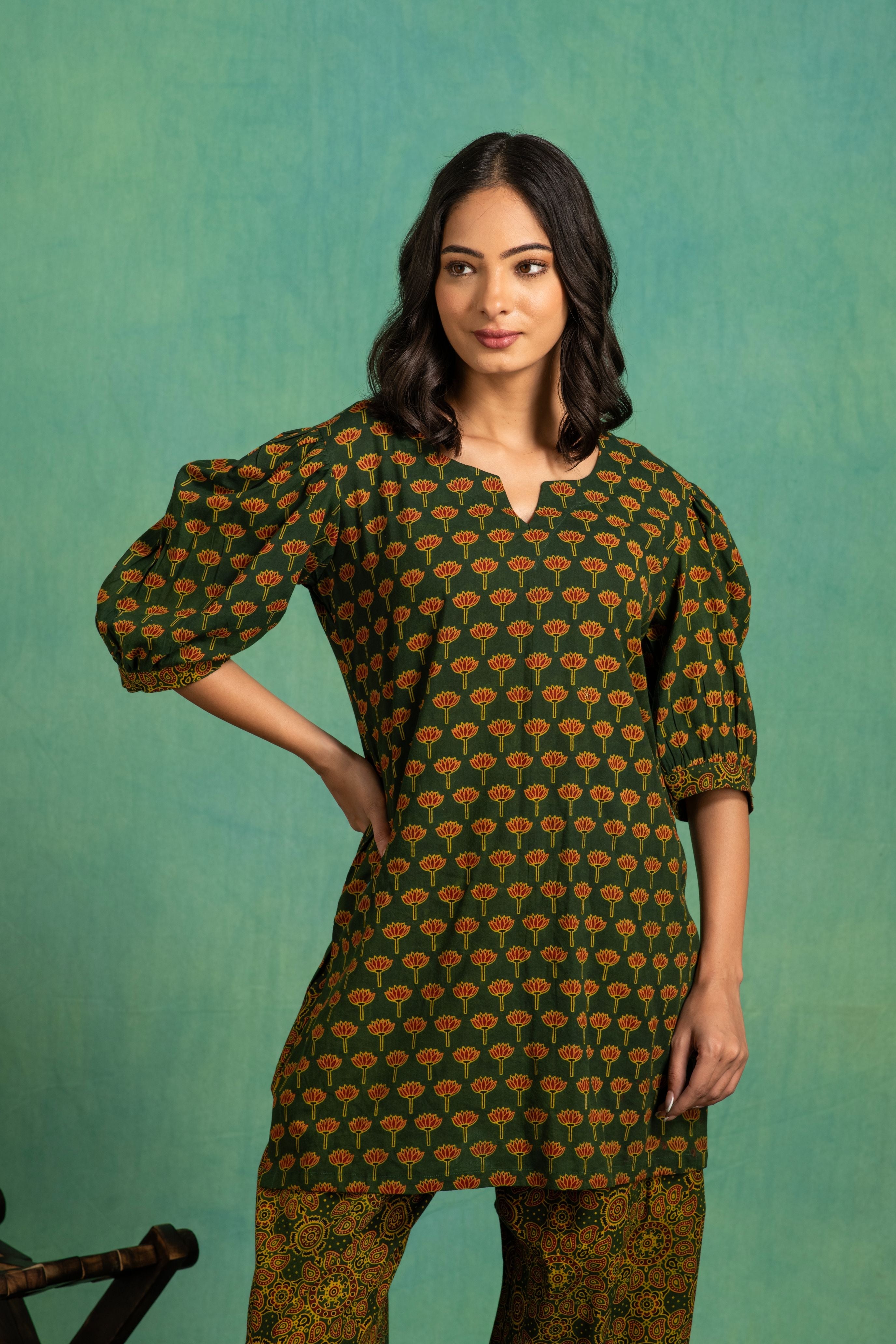 Ajrakh Handblock Pure Cotton Stylish Coord Set