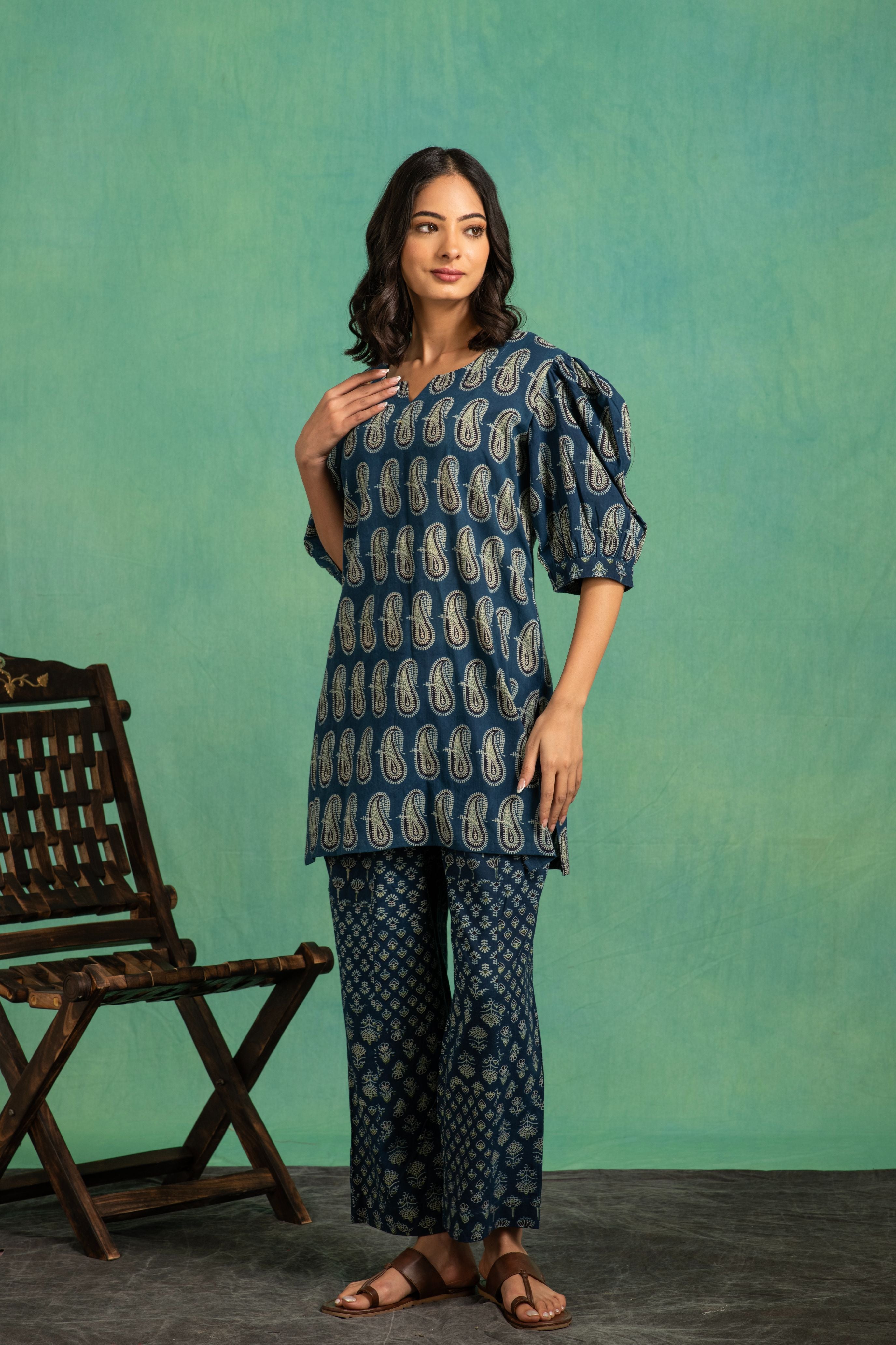 Ajrakh Handblock Pure Cotton Stylish Coord Sets