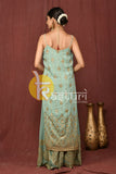 Blue heavy embroidered kurti and palazzo set