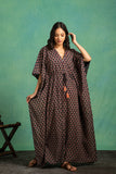 Ajrakh Handblock Pure cotton One Piece Kaftan Dress