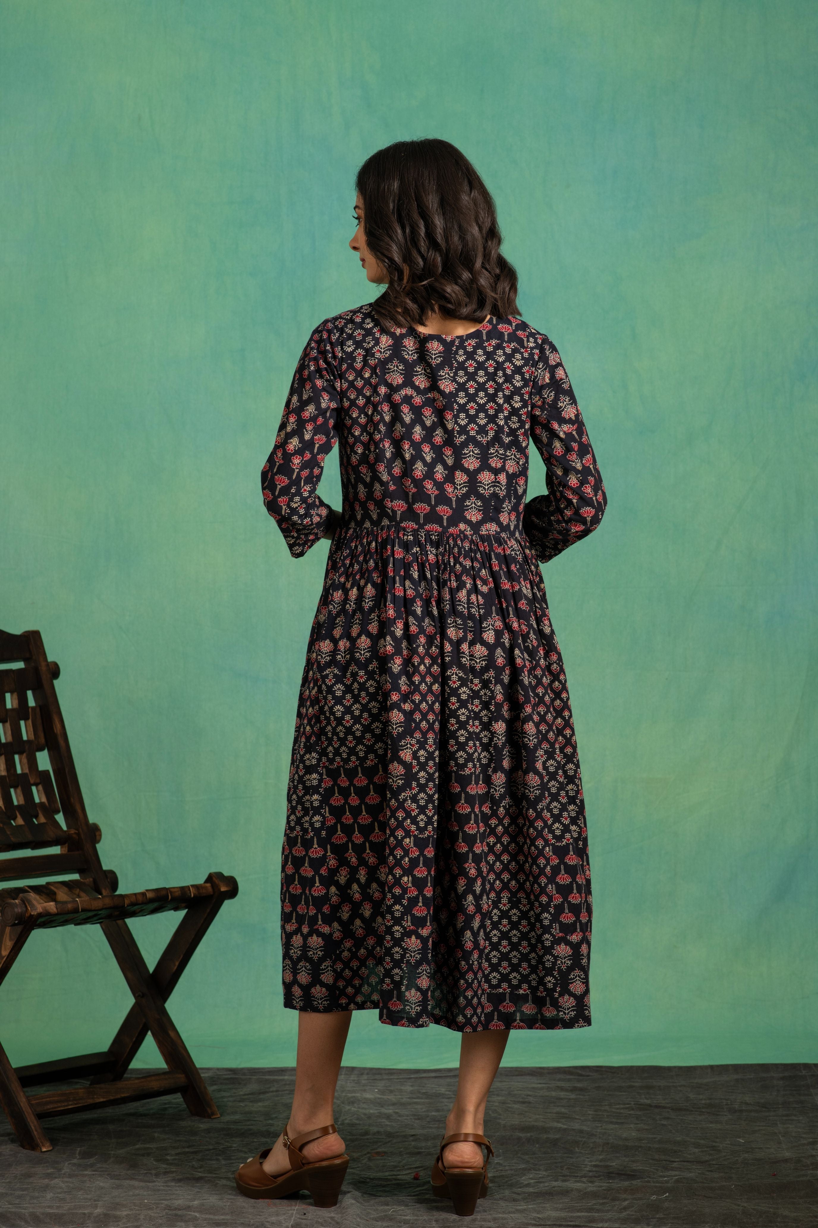 Ajrakh Handblock Ppure Cotton One Piece Dress