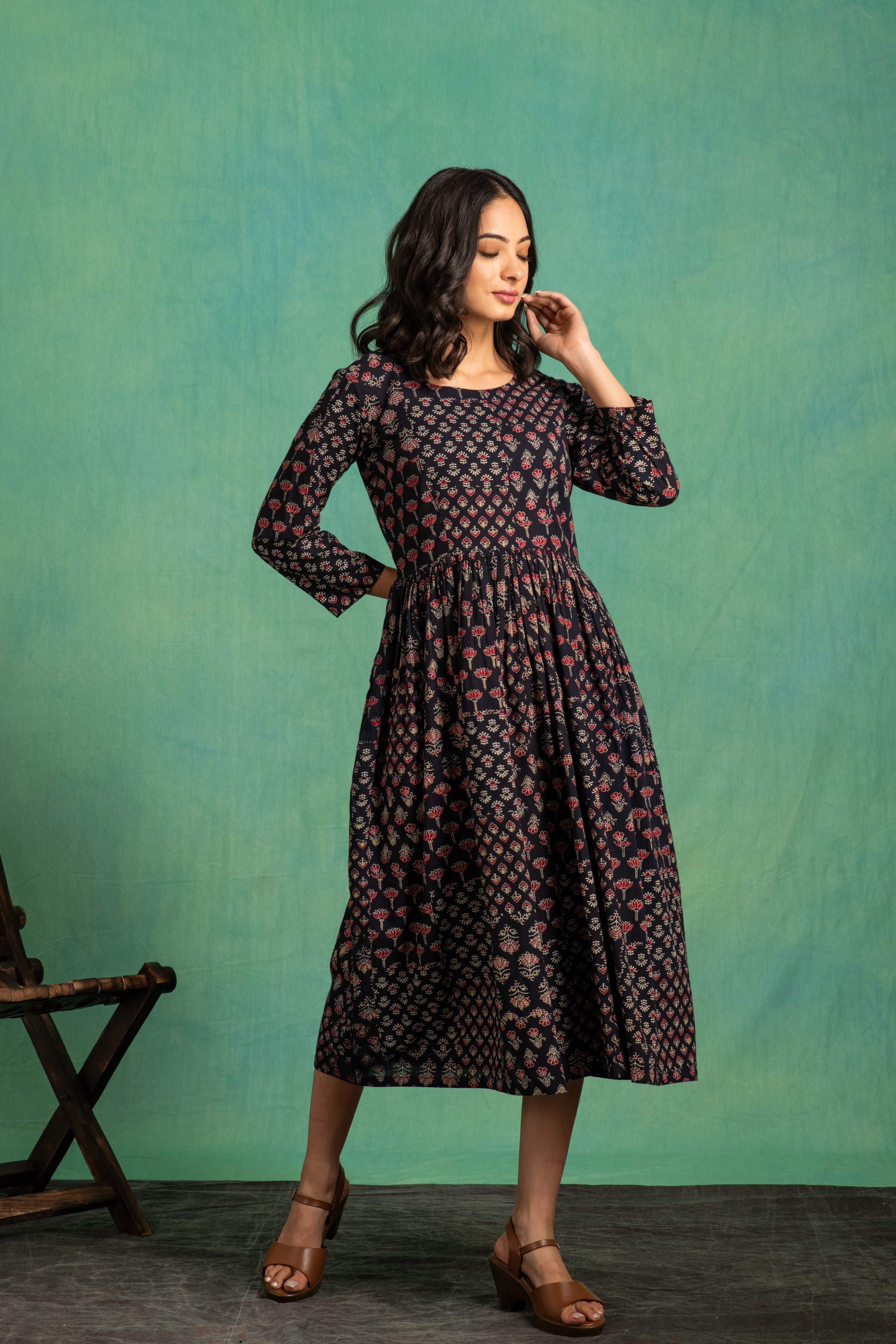 Ajrakh Handblock Ppure Cotton One Piece Dress