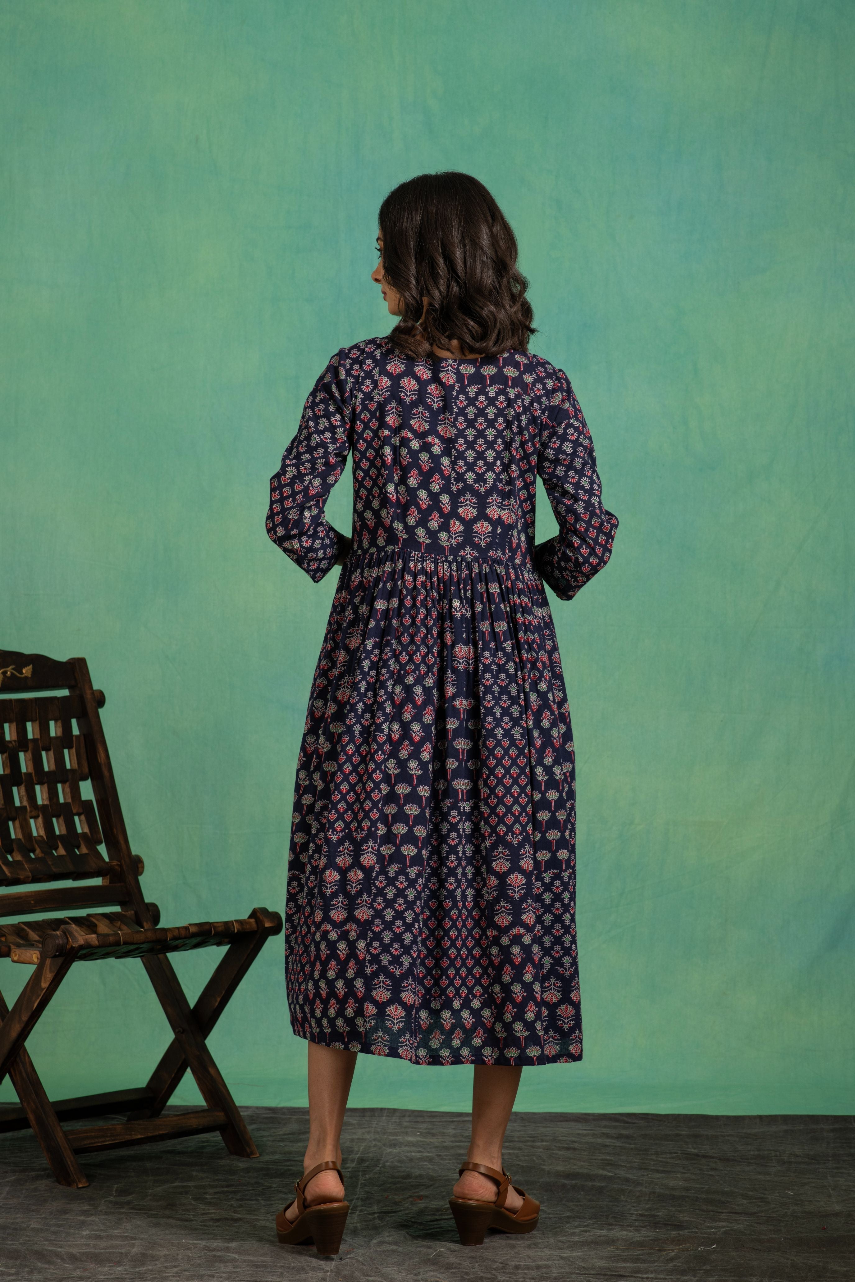 Ajrakh Handblock Pure Cotton One Piece Dress