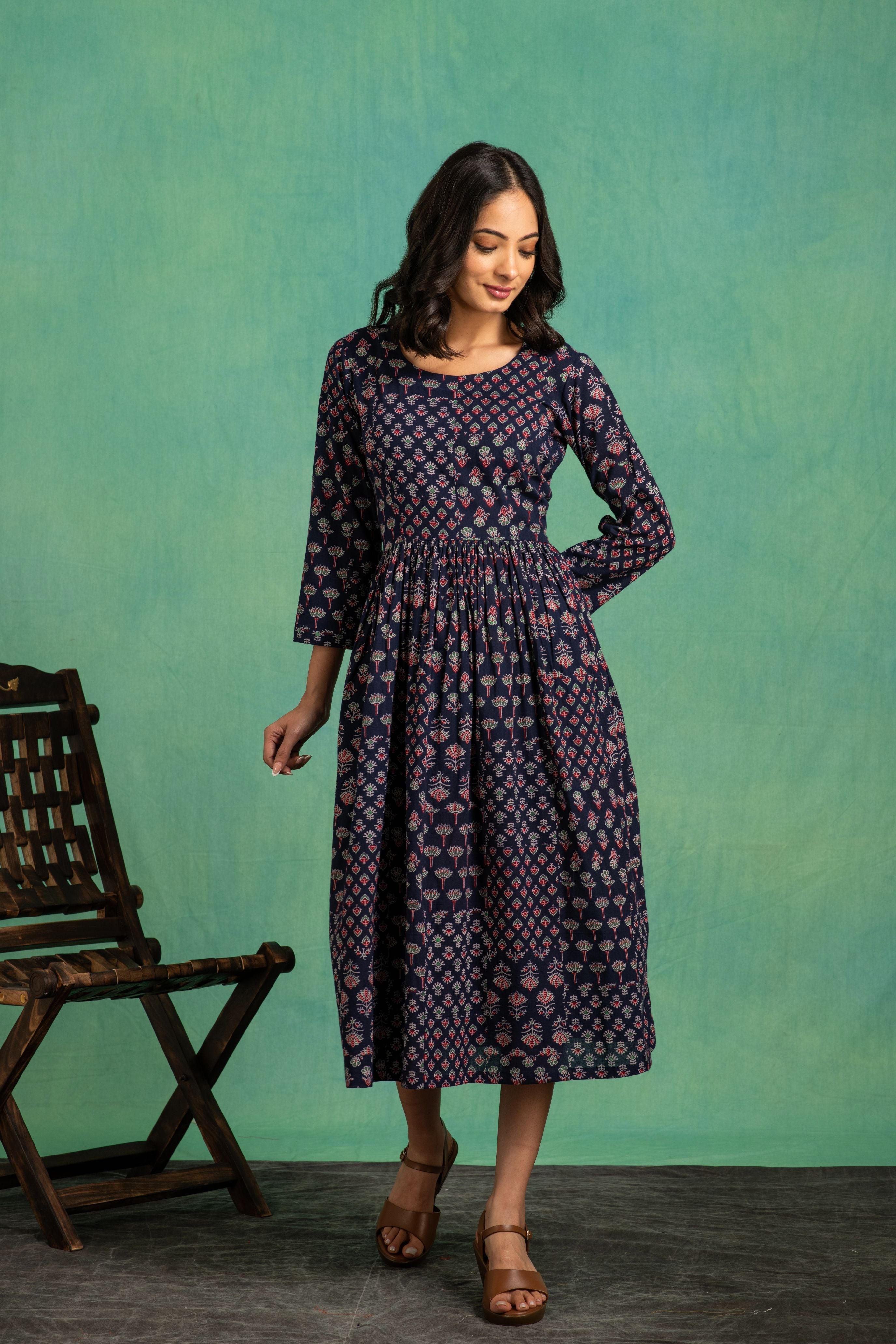 Ajrakh Handblock Pure Cotton One Piece Dress