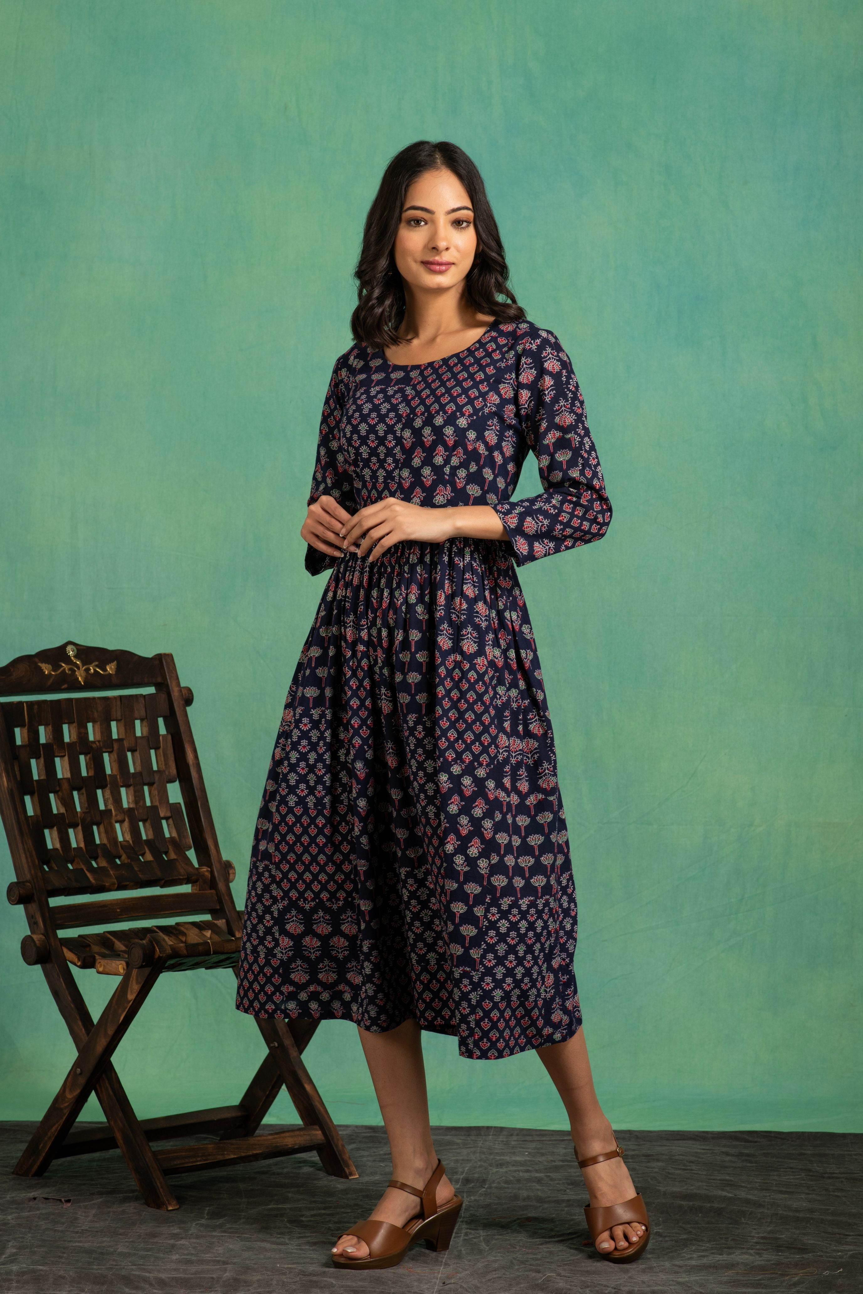 Ajrakh Handblock Pure Cotton One Piece Dress