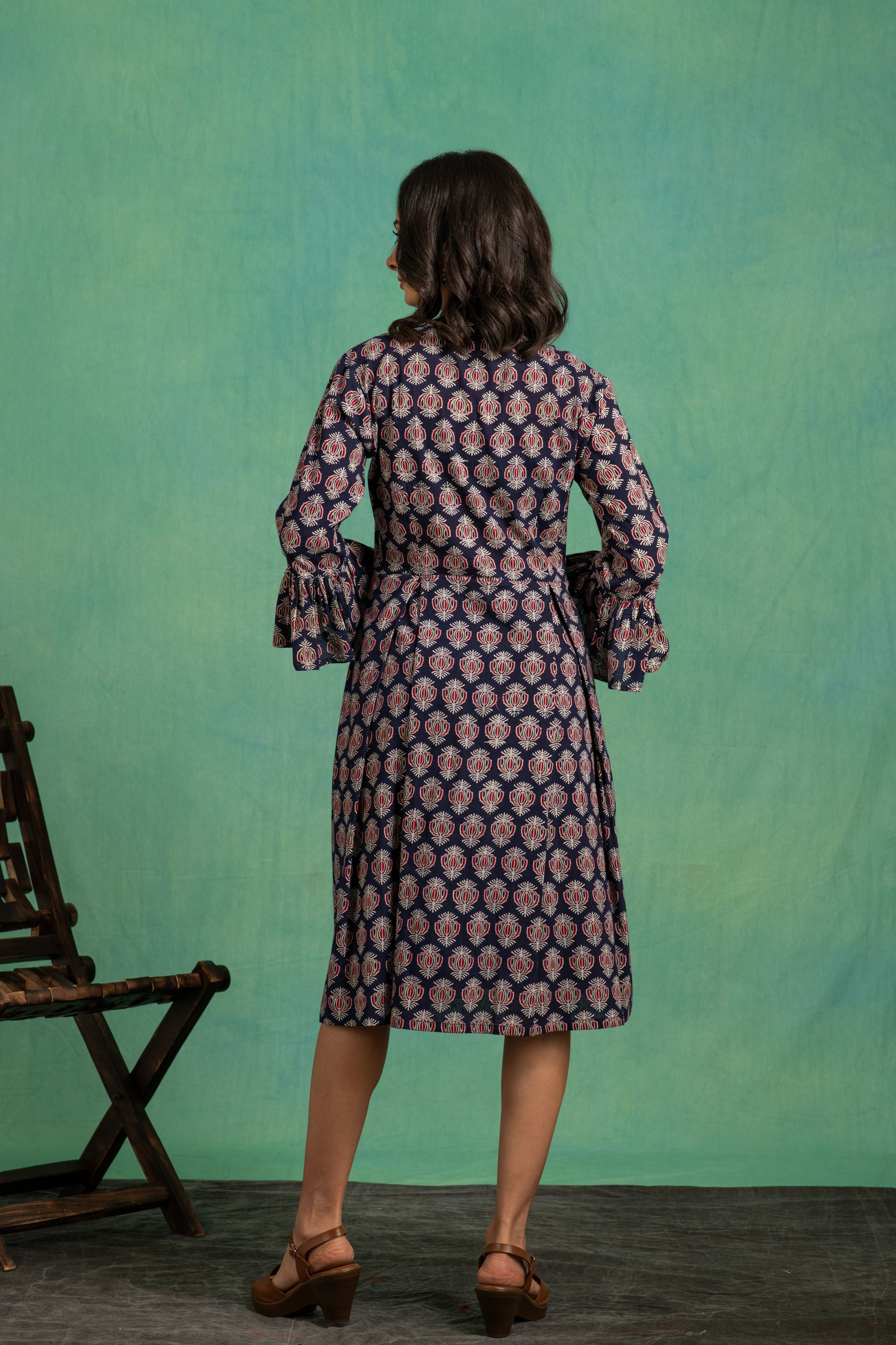 Ajrakh Handblock Pure Cotton One Piece Dress