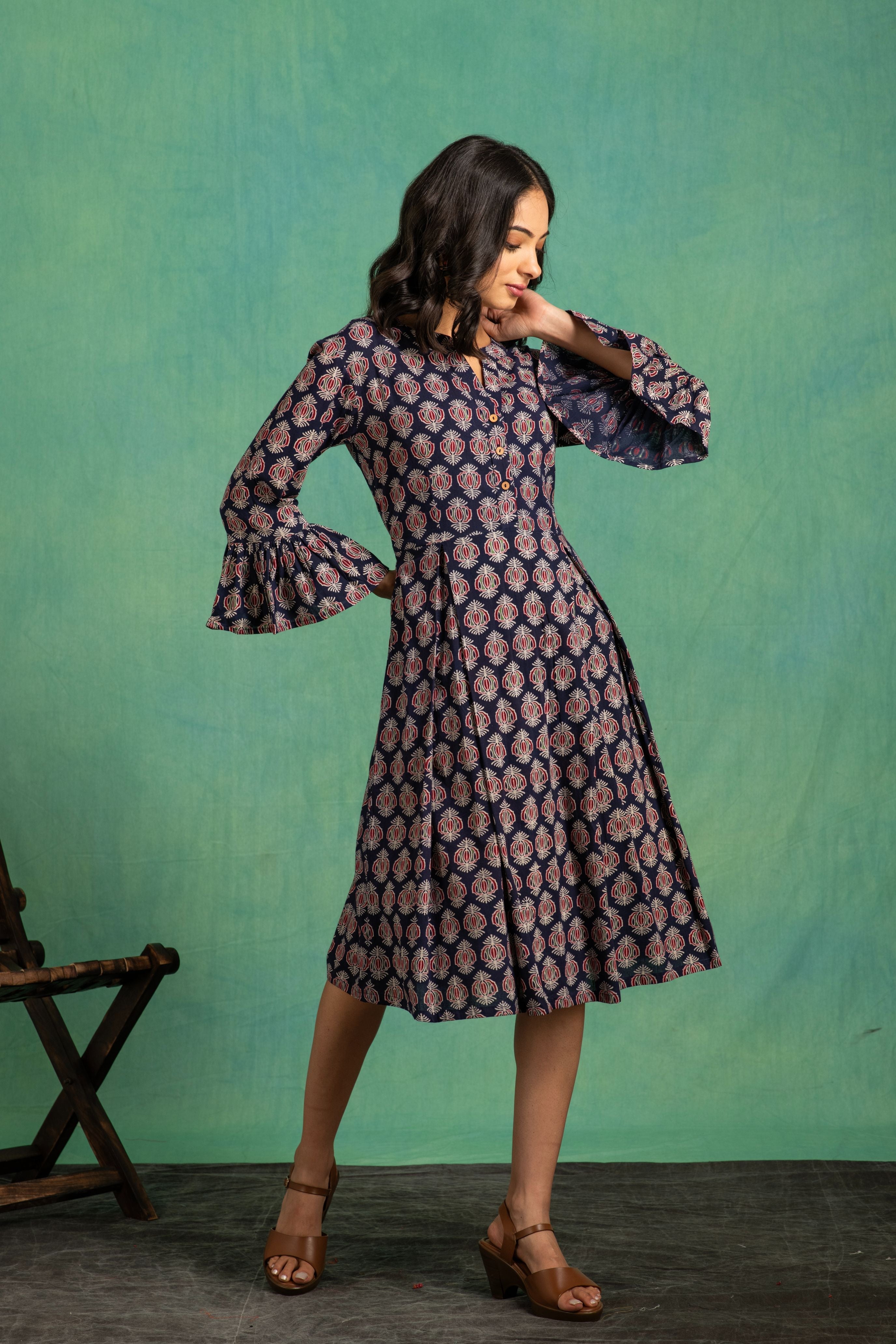 Ajrakh Handblock Pure Cotton One Piece Dress