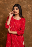 Pure cotton Pochampally double Ikkat weave kurta with contrast bottom and dupatta DK76
