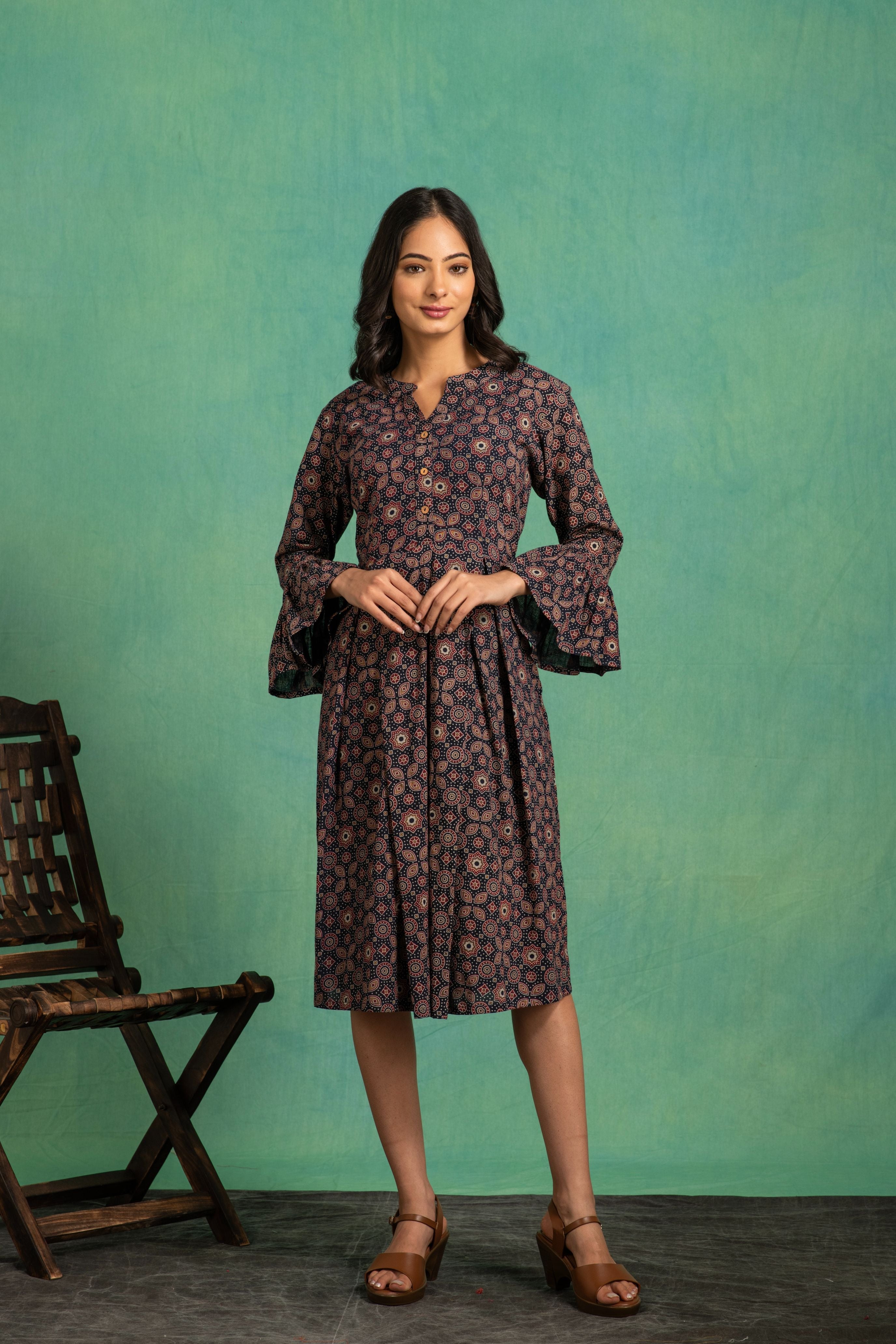 Ajrakh Handblock Pure cotton One Piece Dress