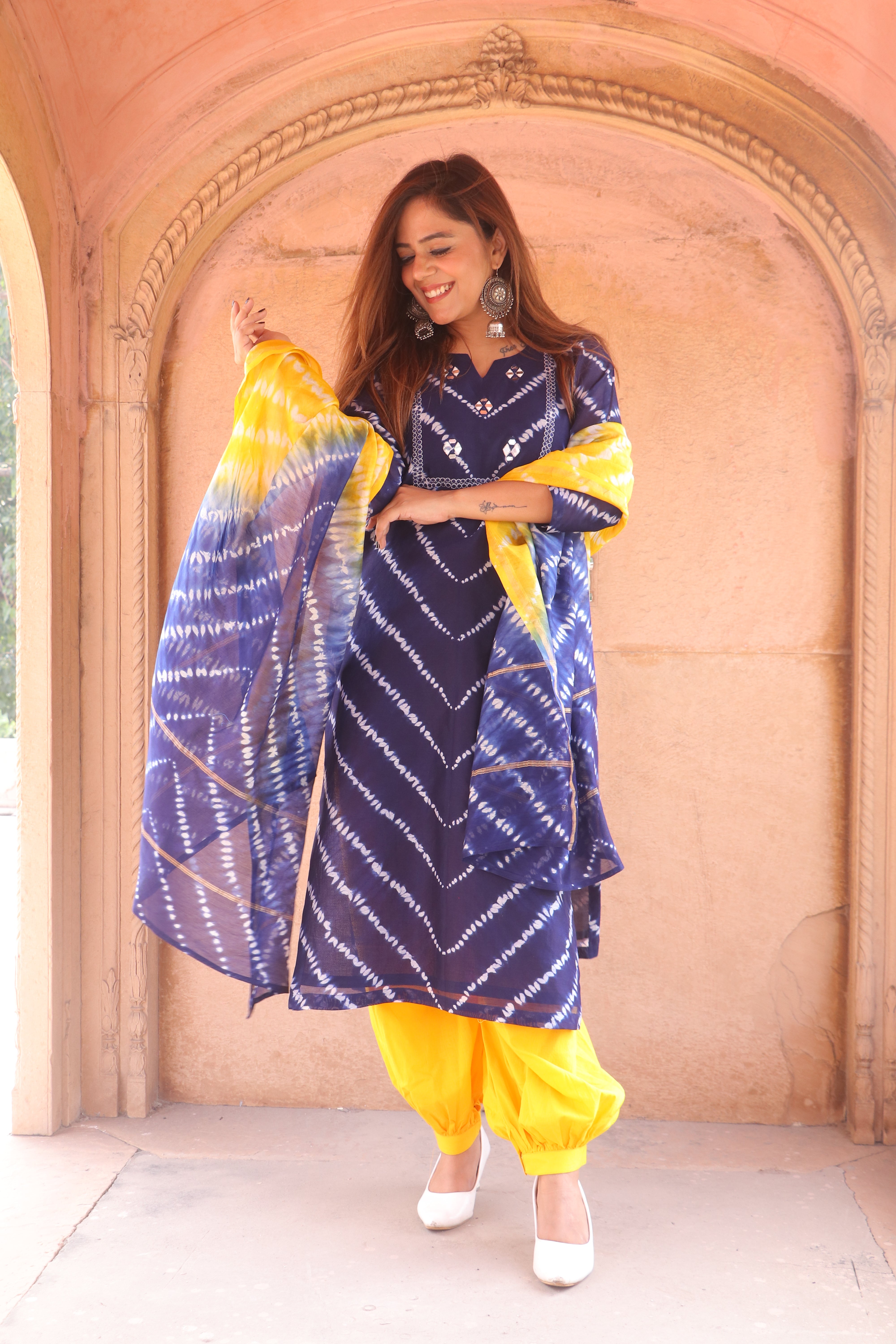 Classic Charm Light Weight Chanderi Dupatta Suit with Intricate Pattern RKBCH4