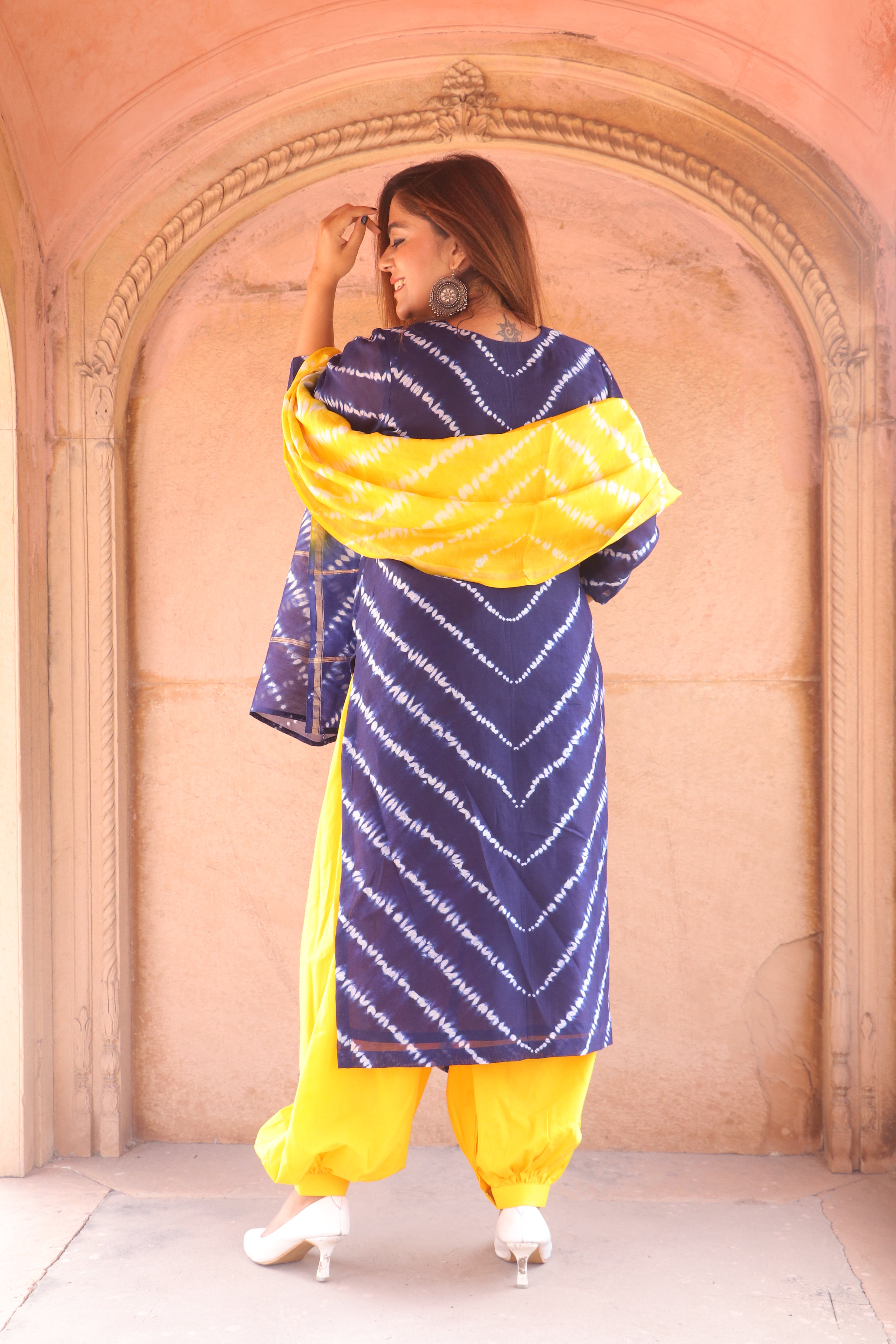 Classic Charm Light Weight Chanderi Dupatta Suit with Intricate Pattern RKBCH4