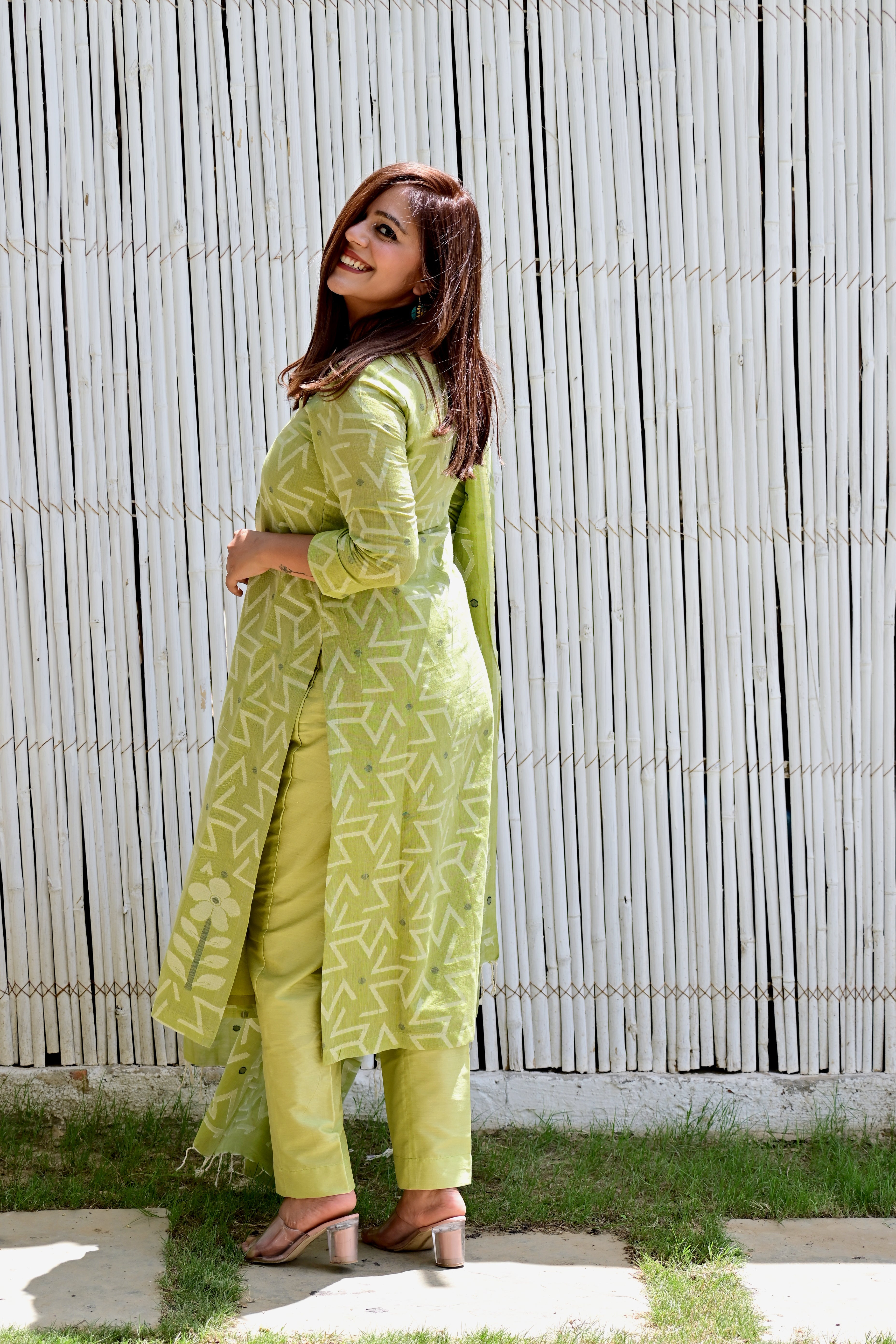 Fine cotton Jamdani Motif Dupatta  Suits SH 18