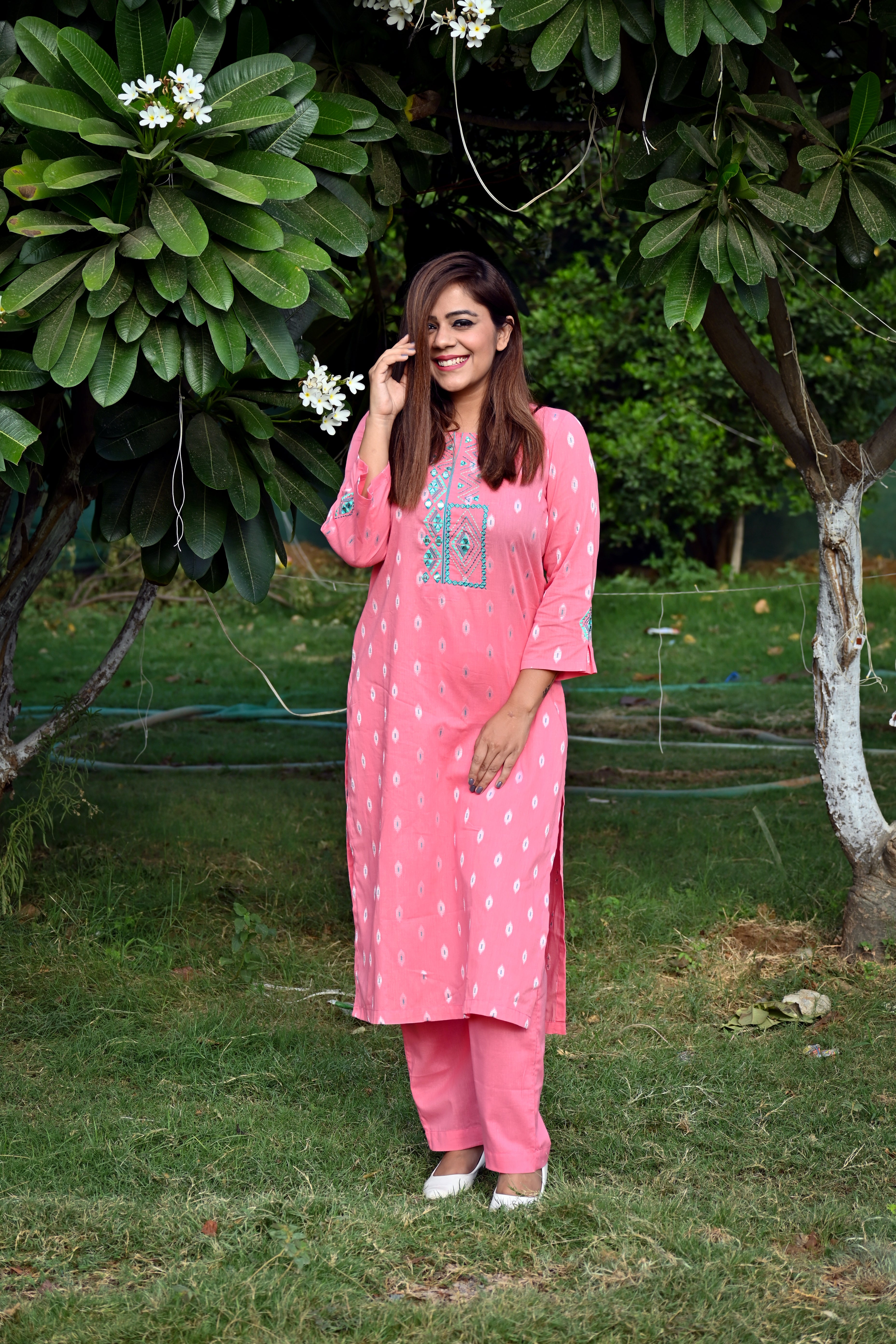 Premium quality pure cotton kurta set with matching bottom