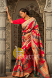 Red and grey traditional banarasi saree