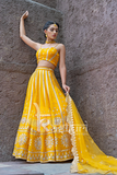 Mustard yellow emboridered gotta pati lehenga choli set