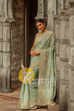 Firozi heavy embroidered georgette saree