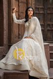 White heavy embroidered georgette full length anarkali dupatta set