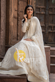 White heavy embroidered georgette full length anarkali dupatta set