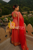 Orange and red silk lehenga choli set