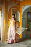 Pink pistacho sequence embroidery georgette kurta and palazzo set