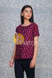 Mehroon printed cotton tunic top