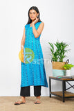 Blue and black printed sambalpuri kurta with pant set-s2