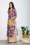 Blue kalamkari print cotton kurta and palazzo set