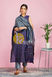 Purple and grey printed cotton kurta with pant set-s7