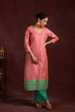 Banarasi weave kurta and dupatta with solid color bottom