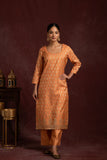 Banarasi weave kurta and dupatta with solid color bottom