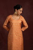 Banarasi weave kurta and dupatta with solid color bottom