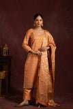 Banarasi weave kurta and dupatta with solid color bottom