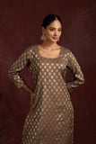 Banarasi weave kurta and dupatta with solid color bottom