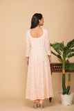 Peach georgette gota patti embroideredâ  flared anarkali with bottom and net dupatta