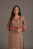 Ajrakh Handblock Pure Cotton kurta set with Embroidered and Stylish Neckline.