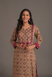 Ajrakh handblock pure cotton kurta set with embroidered and stylish neckline.