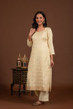 Banarasi weave kurta and dupatta with solid colour bottom