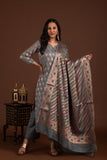 Banarasi weave kurta and dupatta with solid colour bottom