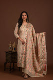 Banarasi weave kurta and dupatta with solid colour bottom