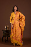 Banarasi weave kurta and dupatta with solid colour bottom