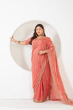 Classy embroidered tissue shimmer saree