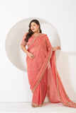 Classy embroidered tissue shimmer saree