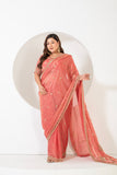 Classy embroidered tissue shimmer saree